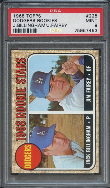 1968 TOPPS 228 DODGERS ROOKIES J.BILLINGHAM/J.FAIREY PSA MINT 9