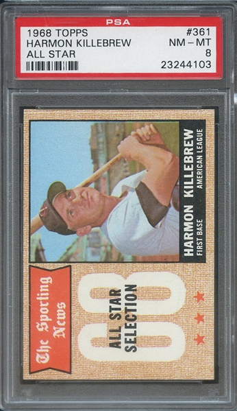 1968 TOPPS 361 HARMON KILLEBREW ALL STAR PSA NM-MT 8
