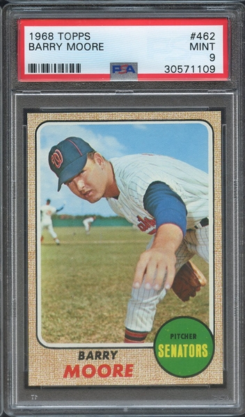 1968 TOPPS 462 BARRY MOORE PSA MINT 9