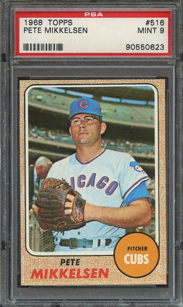 1968 TOPPS 516 PETE MIKKELSEN PSA MINT 9