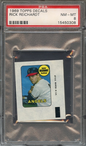 1969 TOPPS DECALS RICK REICHARDT PSA NM-MT 8