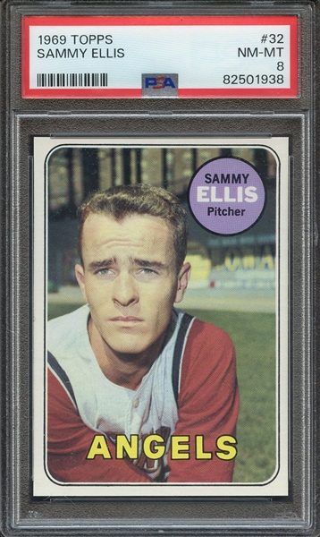 1969 TOPPS 32 SAMMY ELLIS PSA NM-MT 8