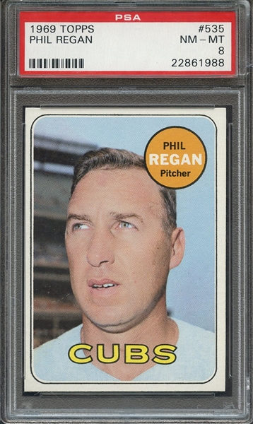 1969 TOPPS 535 PHIL REGAN PSA NM-MT 8