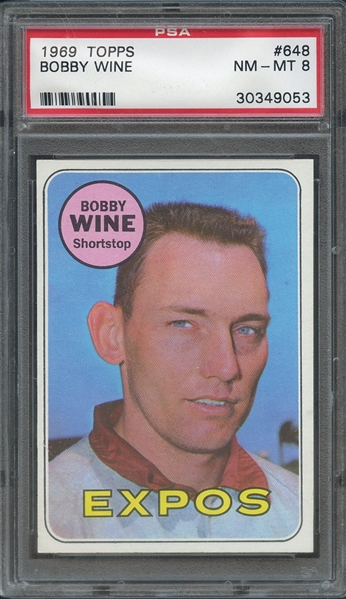 1969 TOPPS 648 BOBBY WINE PSA NM-MT 8