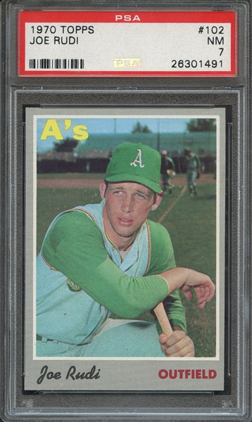 1970 TOPPS 102 JOE RUDI PSA NM 7
