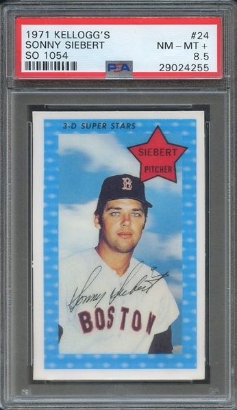 1971 KELLOGG'S 24 SONNY SIEBERT SO 1054 PSA NM-MT+ 8.5