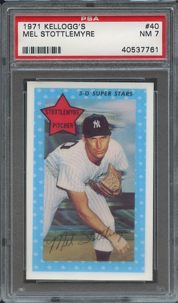 1971 KELLOGG'S 40 MEL STOTTLEMYRE PSA NM 7