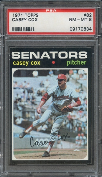 1971 TOPPS 82 CASEY COX PSA NM-MT 8