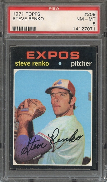 1971 TOPPS 209 STEVE RENKO PSA NM-MT 8