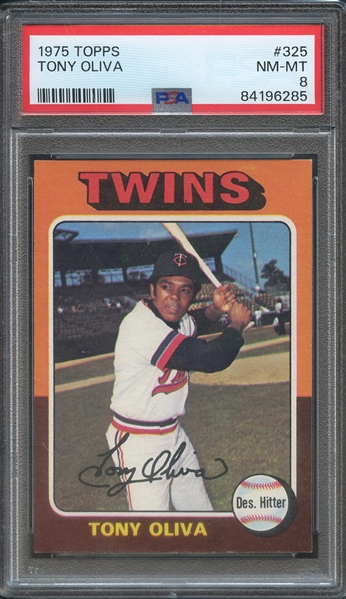1975 TOPPS 325 TONY OLIVA PSA NM-MT 8