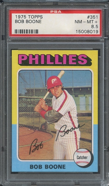 1975 TOPPS 351 BOB BOONE PSA NM-MT+ 8.5