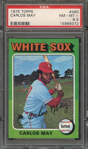 1975 TOPPS 480 CARLOS MAY PSA NM-MT+ 8.5