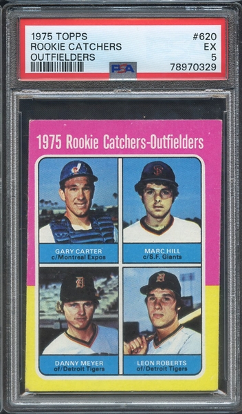 1975 TOPPS 620 ROOKIE CATCHERS- OUTFIELDERS PSA EX 5