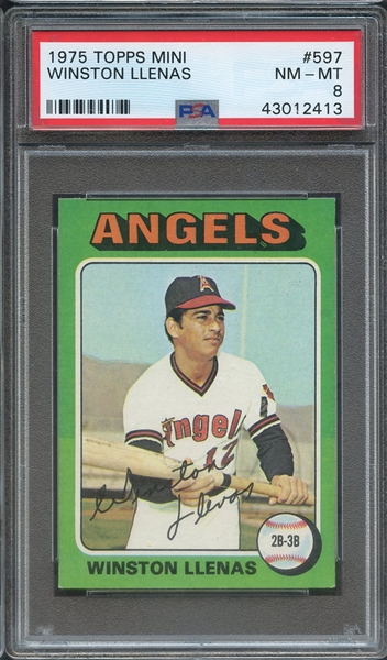 1975 TOPPS MINI 597 WINSTON LLENAS PSA NM-MT 8