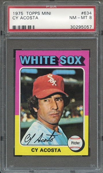 1975 TOPPS MINI 634 CY ACOSTA PSA NM-MT 8