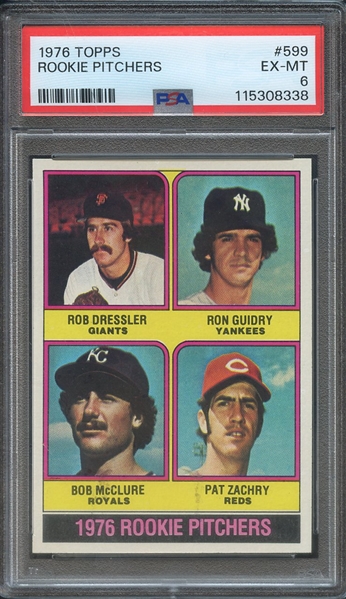 1976 TOPPS 599 ROOKIE PITCHERS PSA EX-MT 6