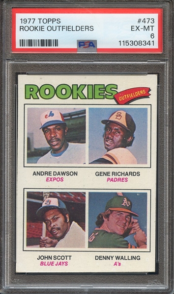1977 TOPPS 473 ROOKIE OUTFIELDERS PSA EX-MT 6