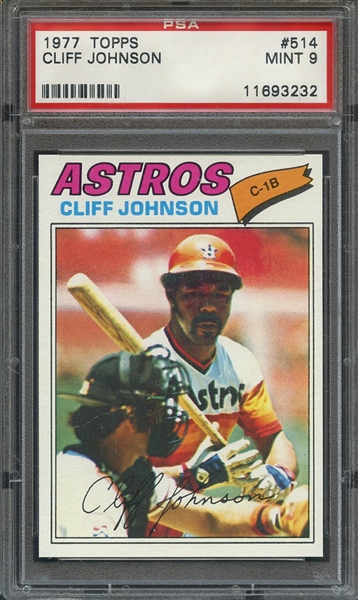 1977 TOPPS 514 CLIFF JOHNSON PSA MINT 9