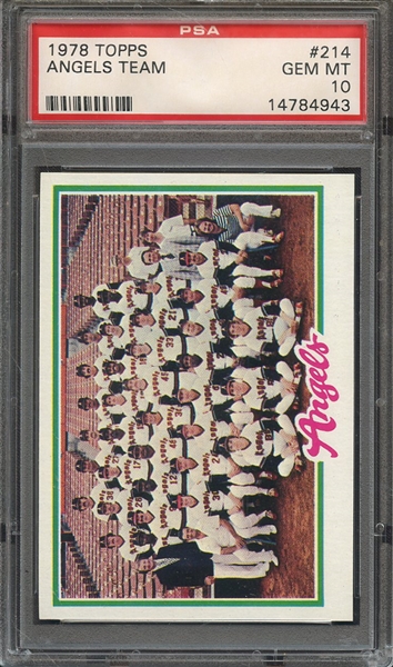1978 TOPPS 214 ANGELS TEAM PSA GEM MT 10