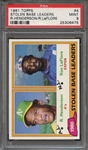 1981 TOPPS 4 STOLEN BASE LEADERS R.HENDERSON/R.LeFLORE PSA MINT 9