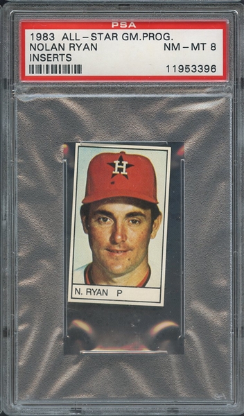 1983 ALL-STAR GAME PROGRAM INSERTS-HAND CUT NOLAN RYAN INSERTS-HAND CUT PSA NM-MT 8