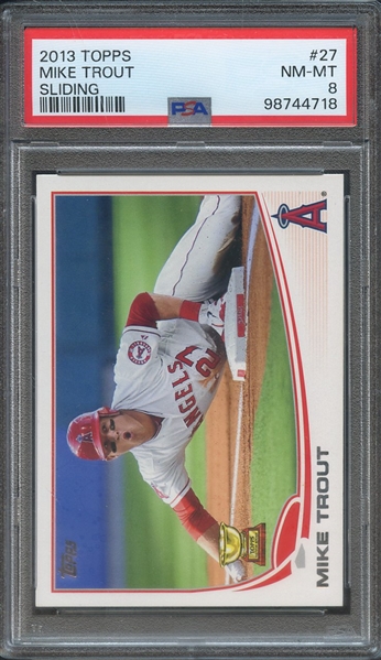 2013 TOPPS 27 MIKE TROUT SLIDING PSA NM-MT 8