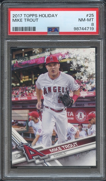 2017 TOPPS HOLIDAY 25 MIKE TROUT PSA NM-MT 8