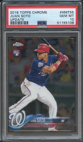 2018 TOPPS CHROME UPDATE HMT55 JUAN SOTO UPDATE PSA GEM MT 10