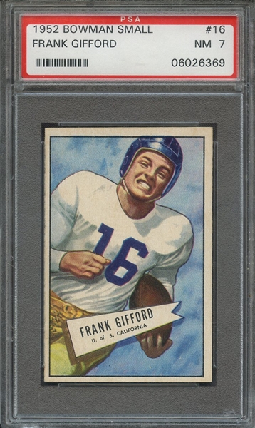 1952 BOWMAN SMALL 16 FRANK GIFFORD PSA NM 7