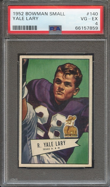 1952 BOWMAN SMALL 140 YALE LARY PSA VG-EX 4