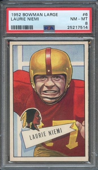 1952 BOWMAN LARGE 6 LAURIE NIEMI PSA NM-MT 8