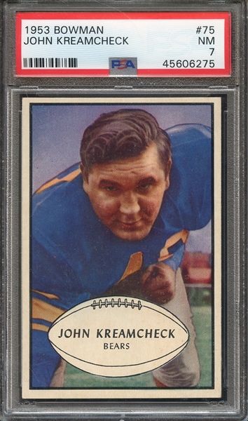 1953 BOWMAN 75 JOHN KREAMCHECK PSA NM 7
