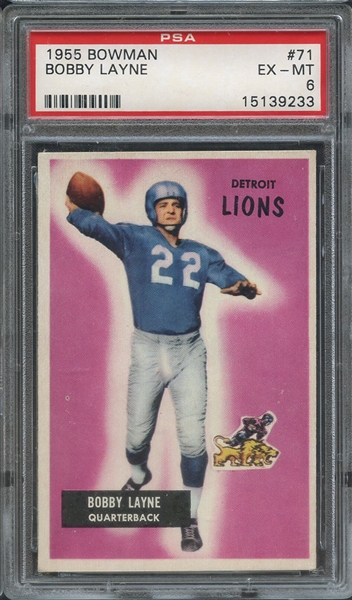1955 BOWMAN 71 BOBBY LAYNE PSA EX-MT 6