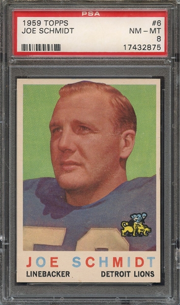 1959 TOPPS 6 JOE SCHMIDT PSA NM-MT 8