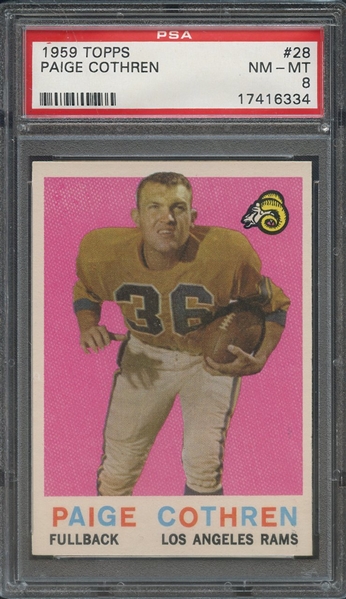 1959 TOPPS 28 PAIGE COTHREN PSA NM-MT 8