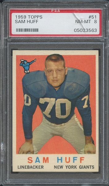 1959 TOPPS 51 SAM HUFF PSA NM-MT 8
