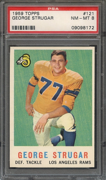 1959 TOPPS 121 GEORGE STRUGAR PSA NM-MT 8