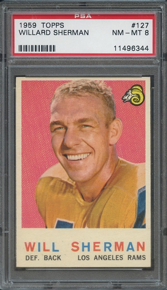 1959 TOPPS 127 WILLARD SHERMAN PSA NM-MT 8