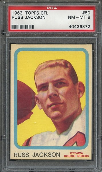 1963 TOPPS CFL 50 RUSS JACKSON PSA NM-MT 8