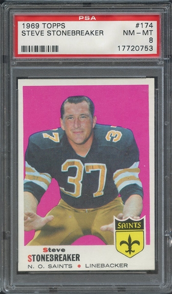 1969 TOPPS 174 STEVE STONEBREAKER PSA NM-MT 8
