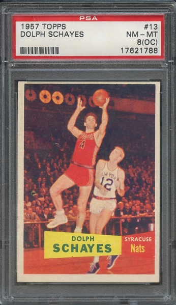 1957 TOPPS 13 DOLPH SCHAYES PSA NM-MT 8 (OC)