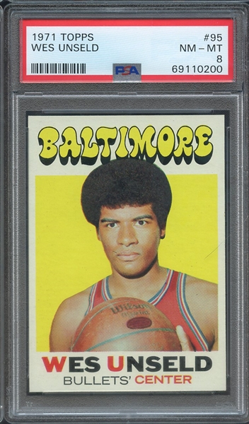 1971 TOPPS 95 WES UNSELD PSA NM-MT 8