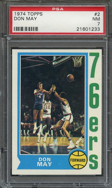 1974 TOPPS 2 DON MAY PSA NM 7