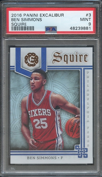 2016 PANINI EXCALIBUR SQUIRE 3 BEN SIMMONS SQUIRE PSA MINT 9