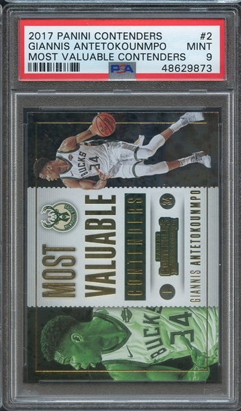 2017 PANINI CONTENDERS MOST VALUABLE CONTENDERS 2 G.ANTETOKOUNMPO MOST VALUABLE CONTENDERS PSA MINT 9