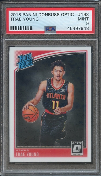 2018 PANINI DONRUSS OPTIC 198 TRAE YOUNG PSA MINT 9