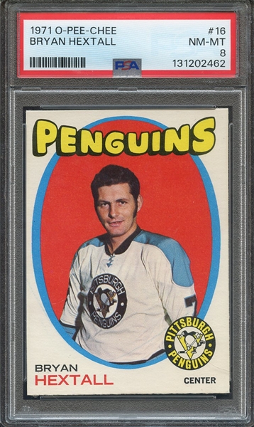 1971 O-PEE-CHEE 16 BRYAN HEXTALL PSA NM-MT 8
