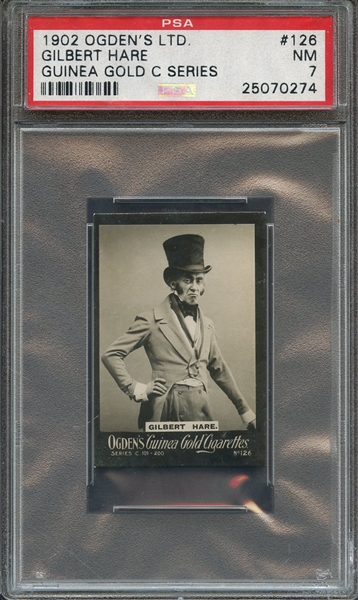 1902 OGDEN'S LTD. GUINEA GOLD C SERIES 126 GILBERT HARE GUINEA GOLD C SERIES PSA NM 7