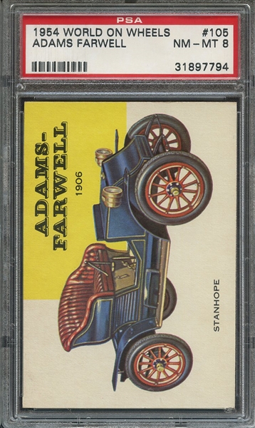 1954 WORLD ON WHEELS 105 ADAMS FARWELL PSA NM-MT 8