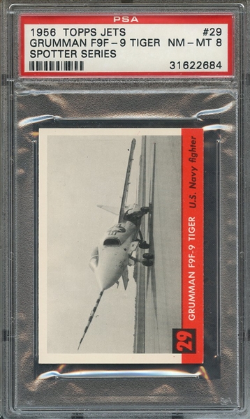 1956 TOPPS JETS 29 GRUMMAN F9F-9 TIGER SPOTTER SERIES PSA NM-MT 8